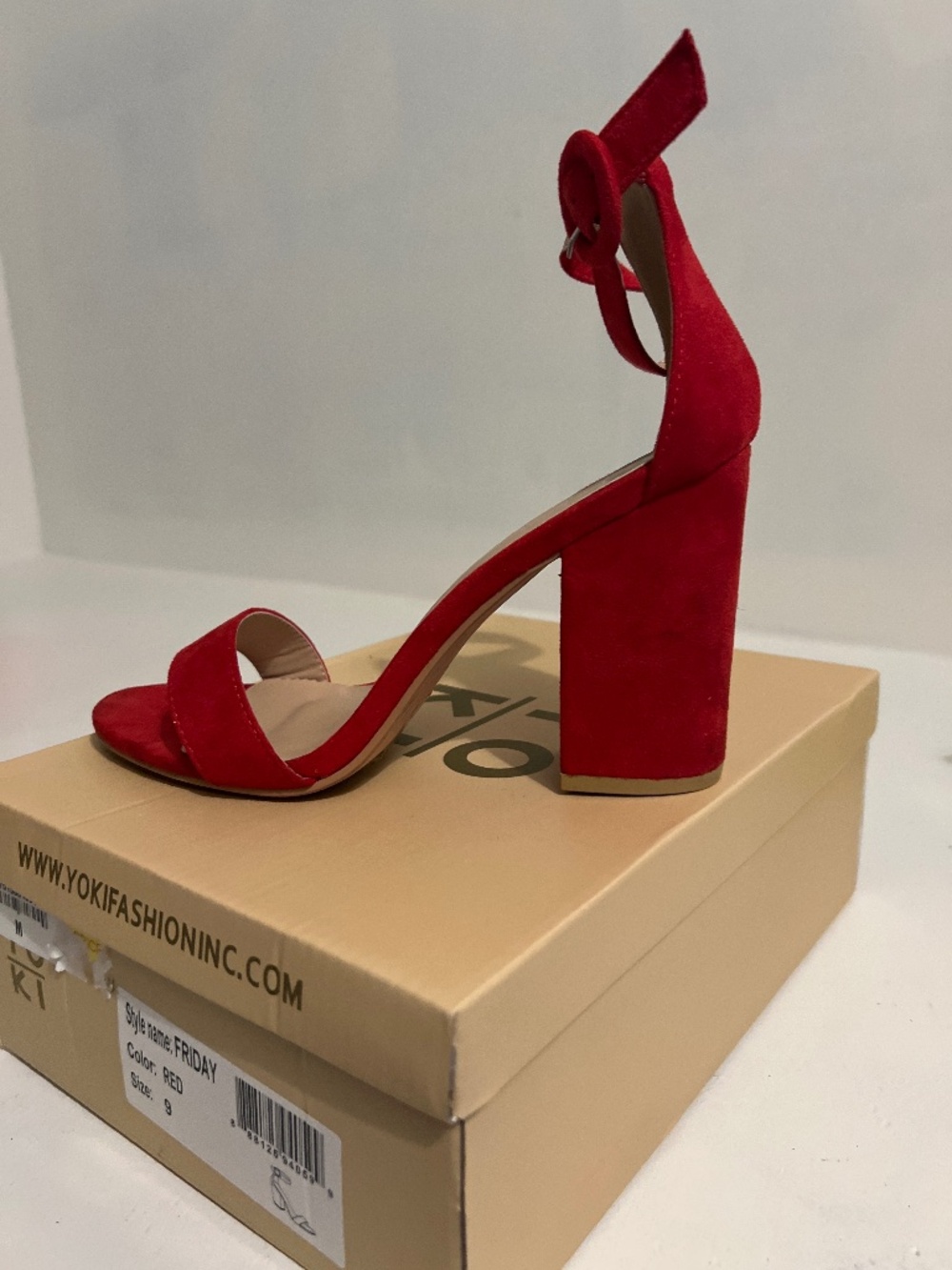 Suede Red Block heel